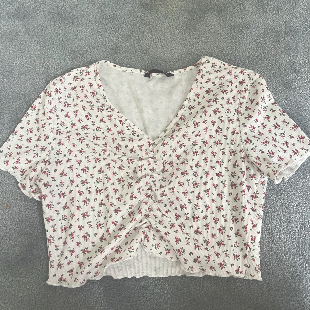 Shein Flower Ridged Crop Top